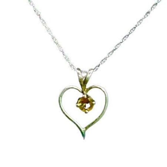 ARL Stunning Citrine & Sterling 925 Silver Heart Necklace - Picture 11 of 11